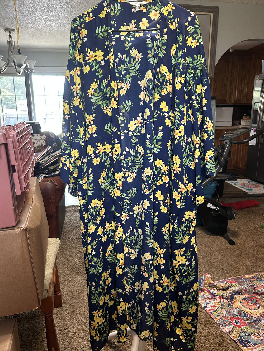 The Pioneer Woman Floral Print Duster 2-3XL Navy Yellow Green